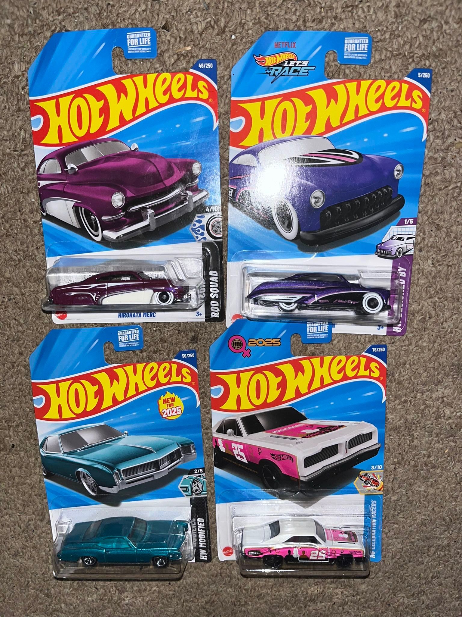 HIT WHEELS LOT OF FOUR NEW HTF MERCURY PURLLE PASSION