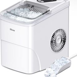 Silonn Ice Makers Countertop, 9 Bullet Ice Cubes Ready in 6 Minutes, 26lbs in 24Hrs Portable Ice Maker Machine Self-Cleaning, 2 Sizes of Bullet-Shaped
