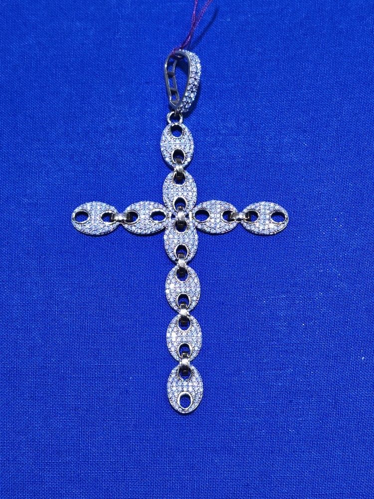 10kt YG Large Cross Pendant With Clear Stones. (C-3) ASK FOR RYAN. #(contact info removed)99