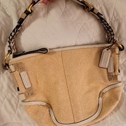 Straw And Leather Coach Purse 