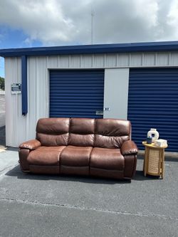 FREE LOCAL DELIVERY – Brown Leather Dual-Reclining Sofa