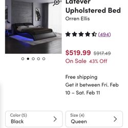 Queen Size Bed Frame With LED