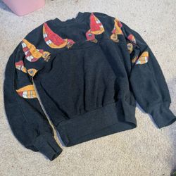 Vintage Dark Sweater with Boat Design
