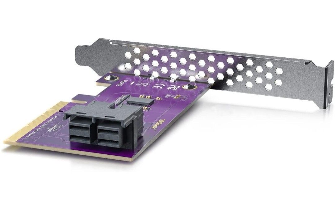 Dual Port U.2 NVMe SSD PCIe 3.0 X8 Adapter Card with SFF-8643 SAS Connector, Windows/Linux/VMware Compatible, Dual Bracket