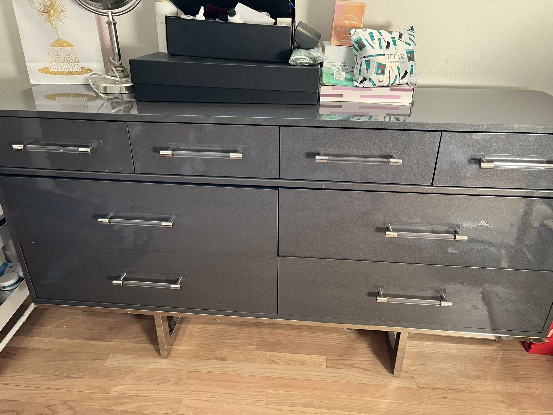 Dresser And 2 Nightstands charcoal gray