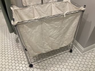 Metal Laundry/ Hamper Storage With Three Sections / Washable Bag