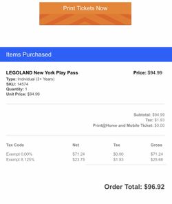 Lego Land Tickets
