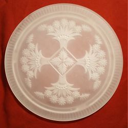 Vintage Indiana Glass 'Daisy Diane' #371 Frosted Footed Cake Plate (c. 1930's) Beautiful!