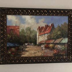 Beautiful Hand Painted Art (Varny Street Scene) On Canvas With Beautiful Frame Size 43 X 33 Real Value $1759