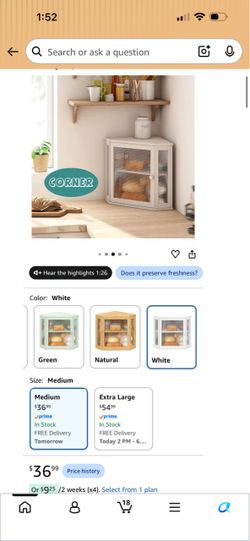 White corner bread box