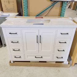 48 in Single Sink Bath Vanity in White with Marble Top in White  $789 