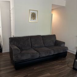 Chenille couch with pull-out queen bed