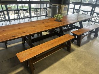 Redwood Picnic Tables – 12’ x 33.5” – Includes 4 Benches