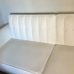 Reclinable White Faux Leather Sofa