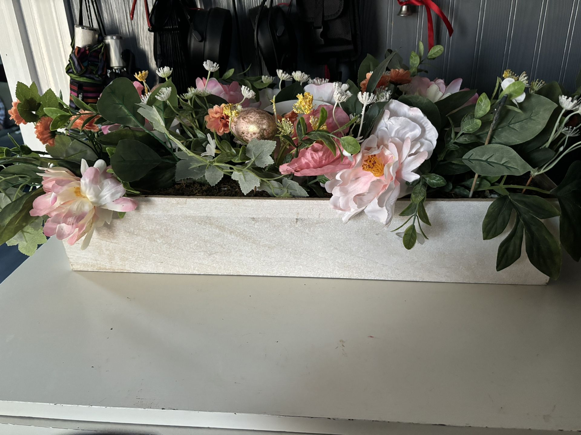 Base Flowers With 3 Candles Holders 19” Approximately