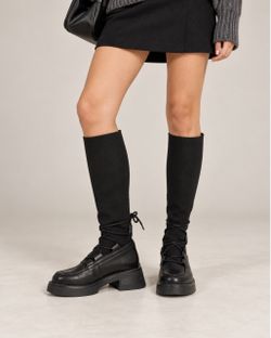 Knee High Lace Up Lug Sole Sock Boots Sz 39 (8.5)