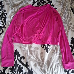 Ladies Dry Fit LS Twist Front Crop