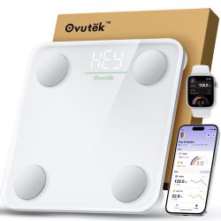 Ovutek Smart Body Weight Scale with App, Digital BMI & Body Fat Analyzer, 400lb Capacity – White 