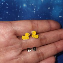 New Sterling Silver Duck Easter Earrings 