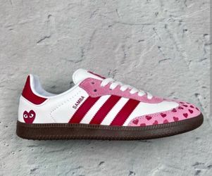 Brand New Custom Adidas Samba "CDG Heart" Sneakers - Women's 7.5
