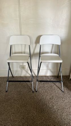 Set of 2 White Folding Bar Stools