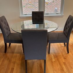 Crate And Barrel Glass Dining Table And Chairs 