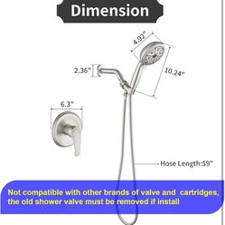 Single-Handle Shower Faucet Set Shower Kit with Valve Shower Trim Kit with 10 Spray Handheld Shower Head System Shower Valve and Trim Kit Brushed Nick