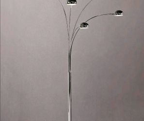 Black Chrome 5-Arm Arc Floor Lamp + 5 LED Bulbs – 85" MCM