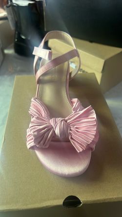 Pink Satin Bow Flat Sandals(coutgo)