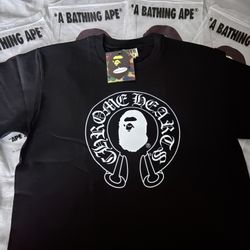 Black CHROME HEARTS X BAPE Tshirt