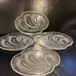 4 Vintage Snack Plates Homestead Wheat by Federal Glass Company 10” x 7”