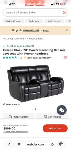 Tuxedo Black 84'' Power Reclining Sofa with Power Headrest