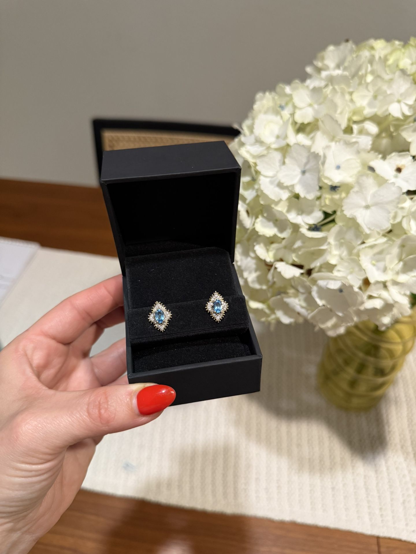Topaz And Diamond Stud Earrings