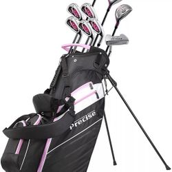 PINK PETITE FULL GOLF SET #1 DRIVER, #3 FAIRWAY, HYBRID, 6-PW, PUTTER, + BAG