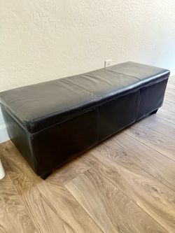 Faux Leather Storage Ottoman / Bench – Brown
