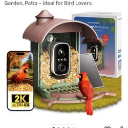 Bird Feeder with Camera – AI Identifies 10,000+ Birds, Real-Time Alerts & Two-Way Audio – Solar & Wired Powered, IP65 Waterproof for Backyard, Garden,