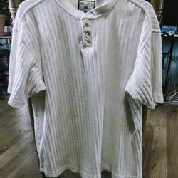 Vintage 90's Bugle Boy White Ribbed Short Sleeve Henley 
