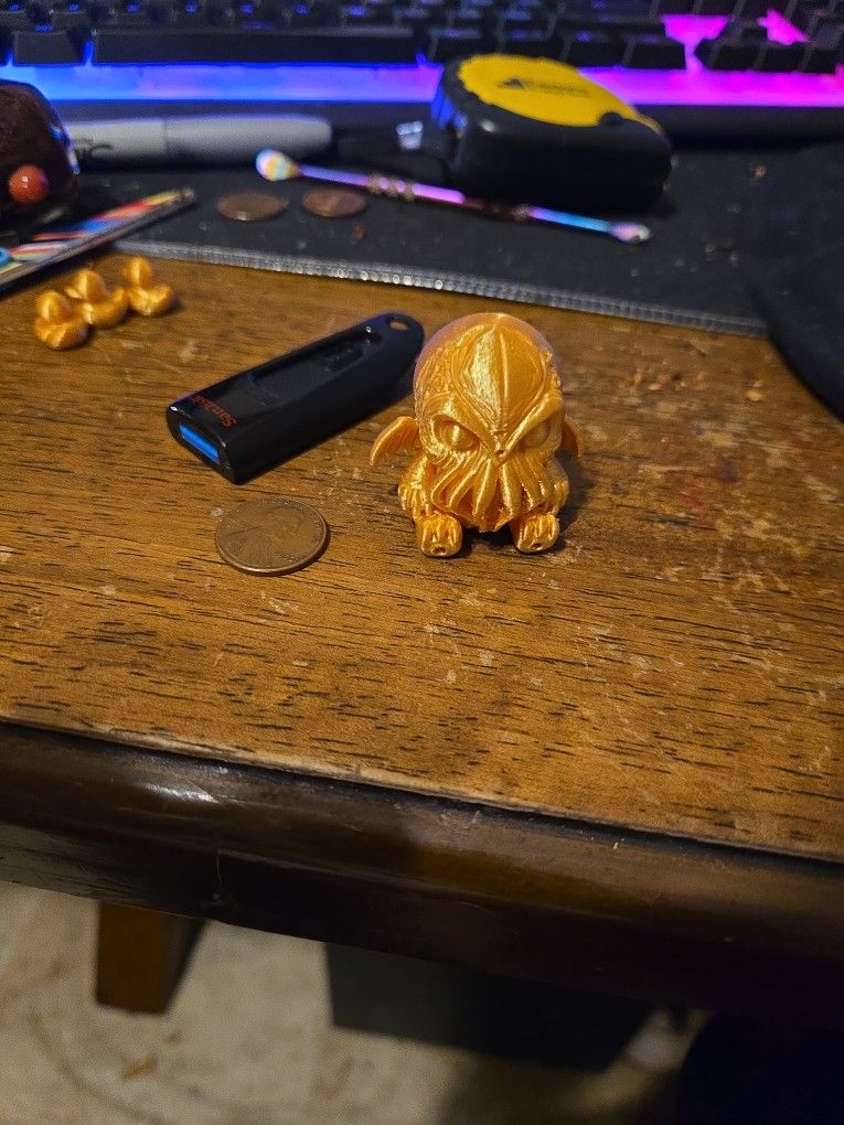 3D printed Kthulu miniature Gold Color