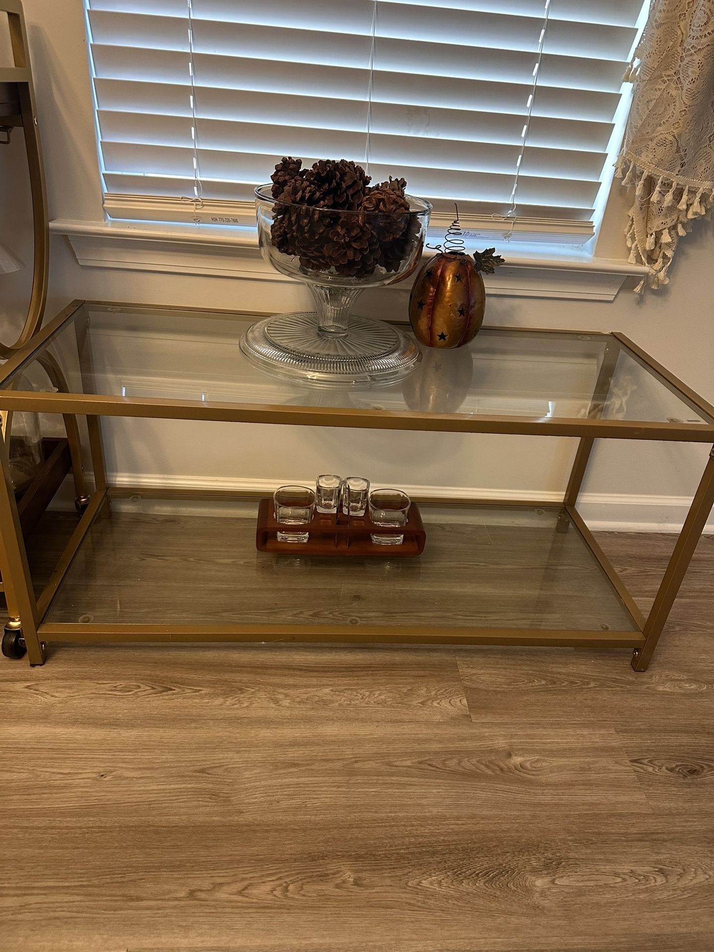 Coffee Table Glass/Gold $50