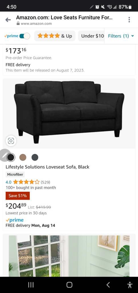 black sofa/loveseat
