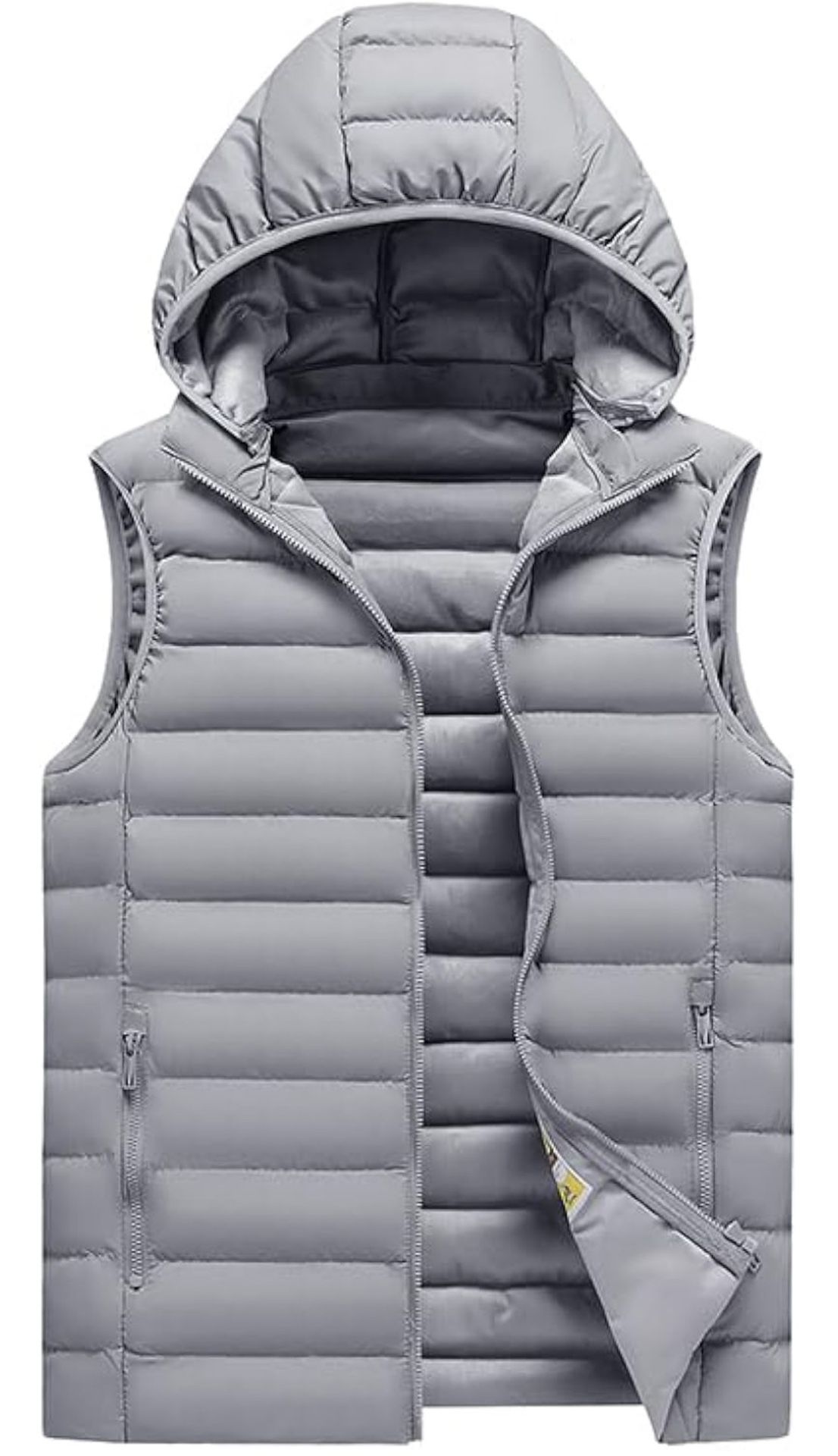 Men's Winter Sleeveless Lightweight Seamless Vest Outdoor Casual Loose Jacket Removable Hat Thickened Vests