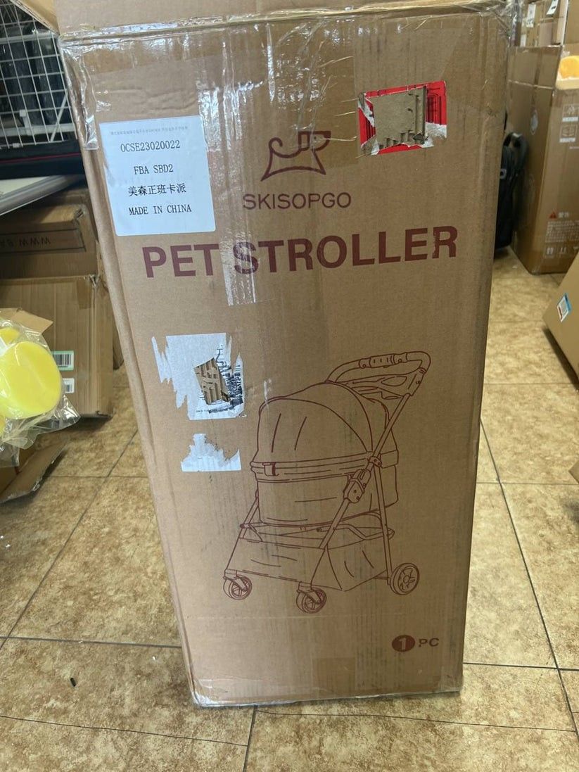 Dog Stroller for Small Medium Dogs - 4 Wheels Automatic Foldable Pet Cat Dog Strollers with Easy Removable Carrier, Mesh Windows with Detachable Pet P