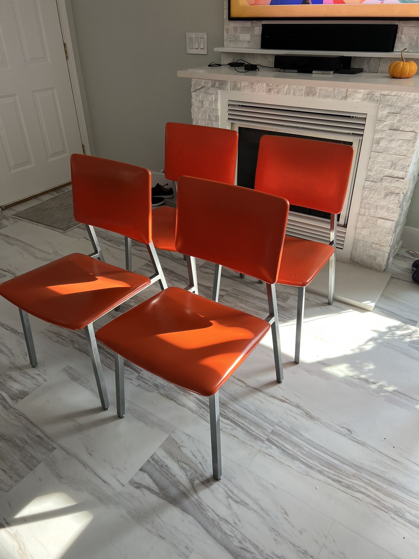 Orange Steelcase Tanker Desk Chairs, Set of 4