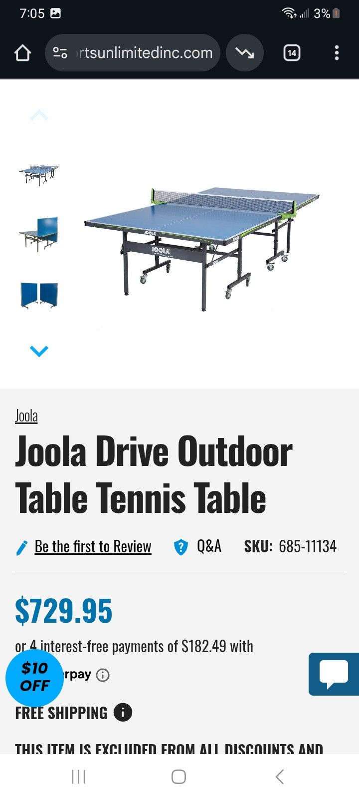Joola Ping Pong Table