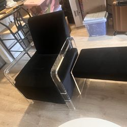 2 Piece Black  Velvet Acrylic Chair Set