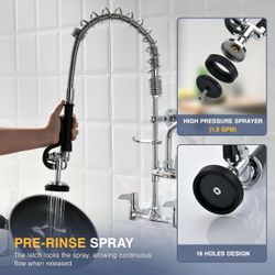 Cenotaph 25” commercial sink faucet wall mount