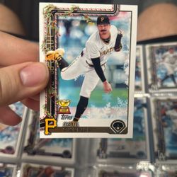 Paul Skenes Holiday Card With Trophy