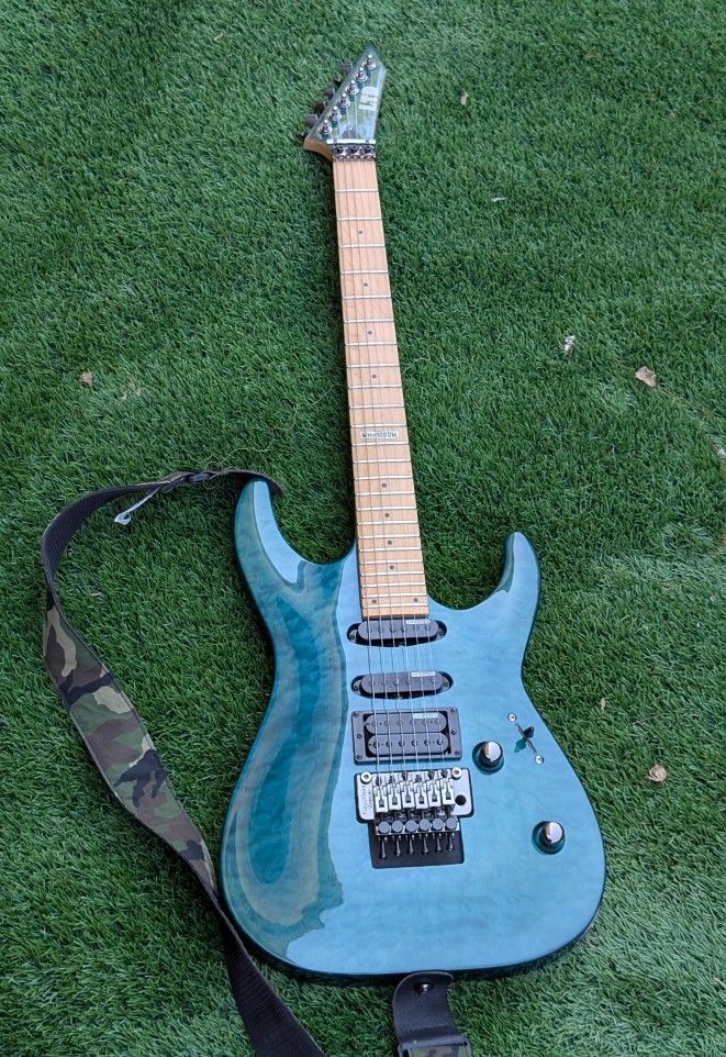 ESP LTD MH-103QM Electric Guitar See-Thru Blue Floyd Rose HSS Configuration Quilted Maple Top