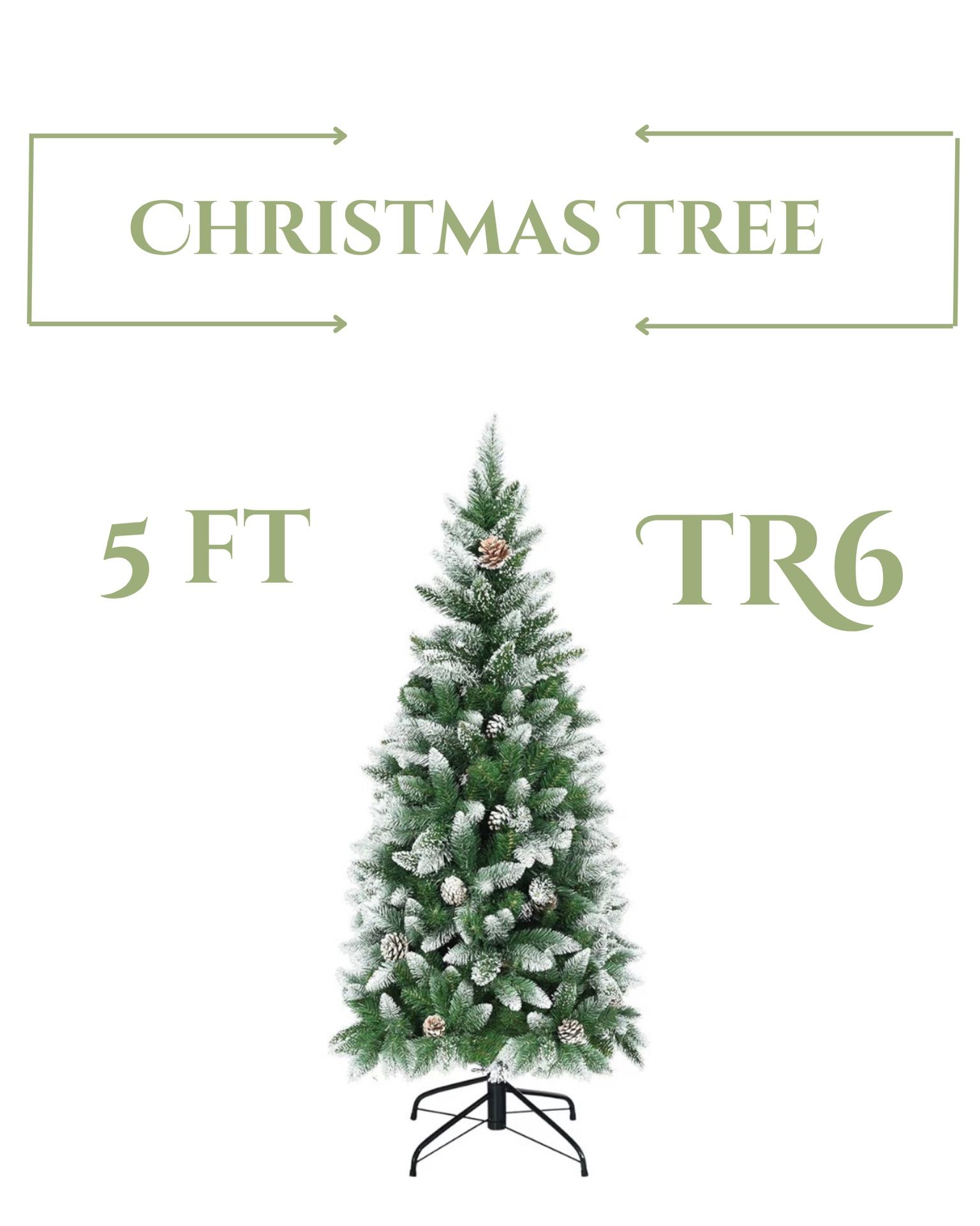 5ft Artificial Pine Christmas Tree, Green, Metal, PVC, 6.5 lbs (TR6)