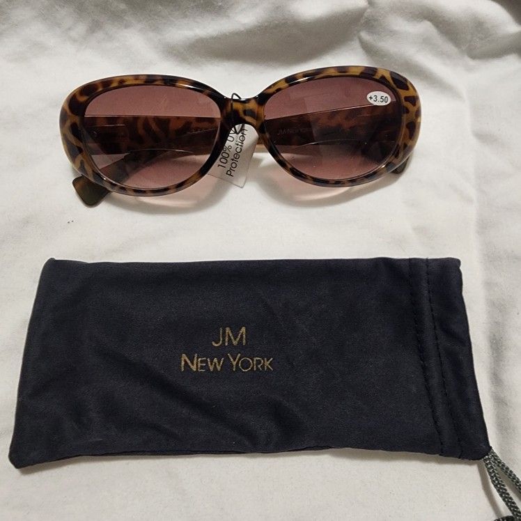 New Leopard Print Sunglasses By JM New York With Magnifiers